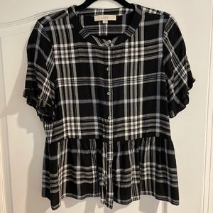 Loft Plaid peplum shirt